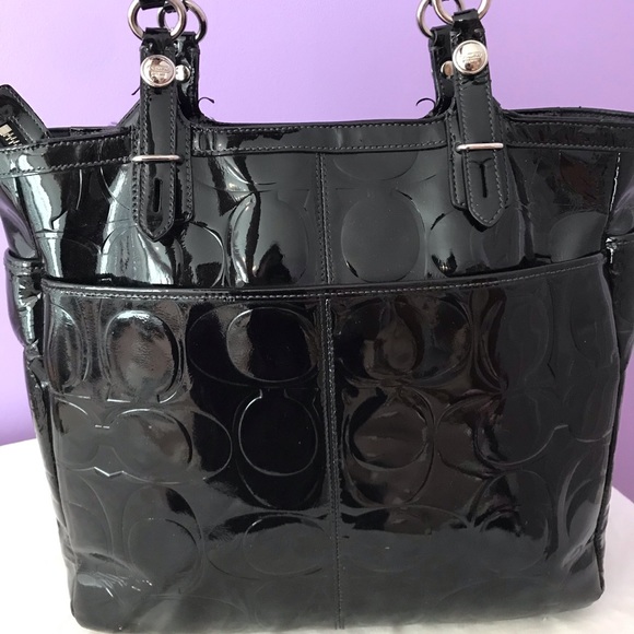 Coach Handbags - Coach black patent leather tote.